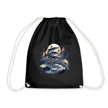 Fish Fish Pike Carp Angler Fish Fishing - Drawstring Bag - black - Front