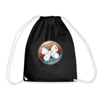 Schmetterling Retro - Turnbeutel - Schwarz - Vorne