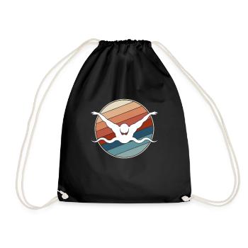 Swimming Retro - Drawstring Bag - black - Front