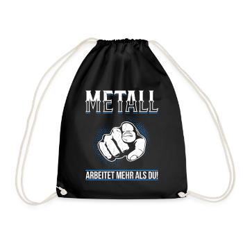 Metall arbeitet mehr als du - Handewrk Outfit - Turnbeutel - Schwarz - Vorne