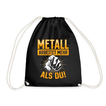 Metall arbeitet mehr als du - Handewrk Outfit - Turnbeutel - Schwarz - Vorne
