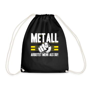 Metall arbeitet mehr als du - Handewrk Outfit - Turnbeutel - Schwarz - Vorne