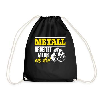 Metall arbeitet mehr als du - Handewrk Outfit - Turnbeutel - Schwarz - Vorne