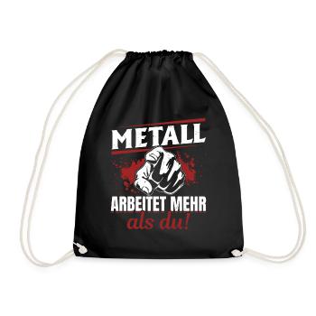 Metall arbeitet mehr als du - Handewrk Outfit - Turnbeutel - Schwarz - Vorne