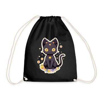 Anime Halloween Black Cat - Drawstring Bag - black - Front
