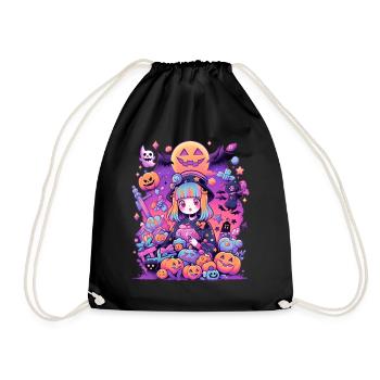 Aesthetics Anime Girl Halloween - Drawstring Bag - black - Front