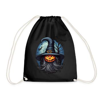 Pumpkin Halloween Witch - Drawstring Bag - black - Front