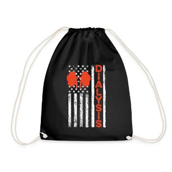 Funny Dialysis American Flag Kidney Dialysis - Drawstring Bag - black - Front