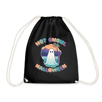Groovy Ghost Palm Beach Hot Ghoul Halloween - Drawstring Bag - black - Front