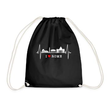 Rom Kolosseum Herzschlag Roma Skyline Rome Italien - Turnbeutel - Schwarz - Vorne