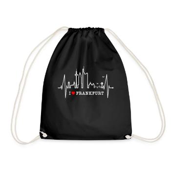 Frankfurt Skyline Herzschlag FFM Fan Liebe Hessen - Drawstring Bag - black - Front