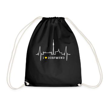 Dortmund Skyline Herzschlag Stadion Fan Dortmunder - Drawstring Bag - black - Front