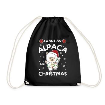 Je veux un alpaga pour Noël alpagas mignons - Sac de sport léger - noir - Devant