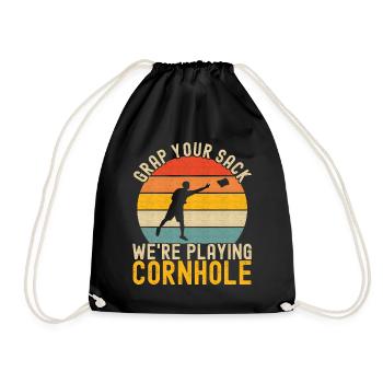 Cornhole Player Cornhole Board - Drawstring Bag - black - Front