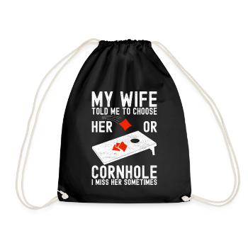 Cornhole Player Cornhole Board - Drawstring Bag - black - Front