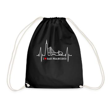 San Francisco Skyline Heartbeat Californie États-Unis - Sac de sport léger - noir - Devant