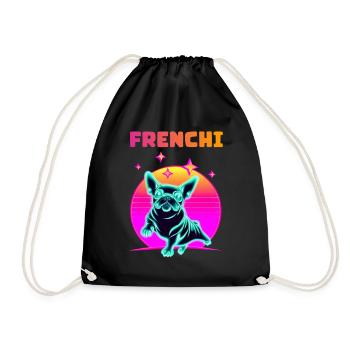 Synthwave Frenchie Bulldog Dog Lover Frenchie - Sac de sport léger - noir - Devant