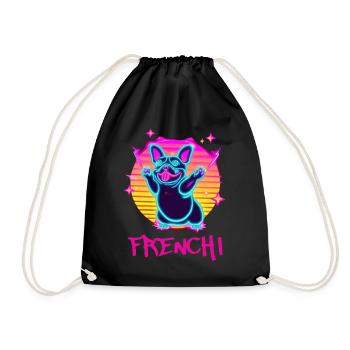 Drôle de Frenchie Dog French Bulldog Synthé - Sac de sport léger - noir - Devant