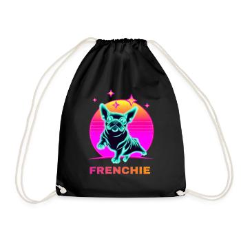 French Bulldog Neon Color 80s Style - Drawstring Bag - black - Front