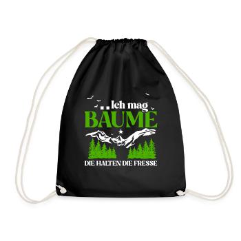 Ich mag Bäume! Lustiger Spruch Wald Natur Funshirt - Turnbeutel - Schwarz - Vorne