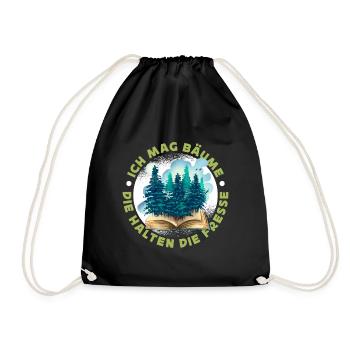 Ich mag Bäume! Lustiger Spruch Wald Natur Funshirt - Turnbeutel - Schwarz - Vorne
