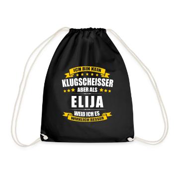Name Elija Vorname Klugscheisser Namenstag - Turnbeutel - Schwarz - Vorne