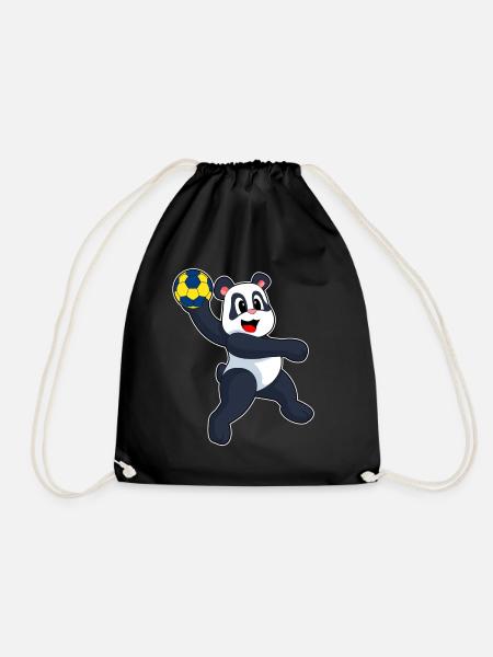 Panda Handballspieler Handball - Turnbeutel - Schwarz