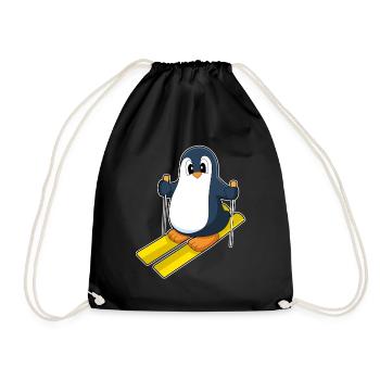 Pinguin Skifahrer Ski Wintersport - Turnbeutel - Schwarz - Vorne