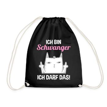 Katze Ich Bin Schwanger Ich Darf Das - Turnbeutel - Schwarz - Vorne