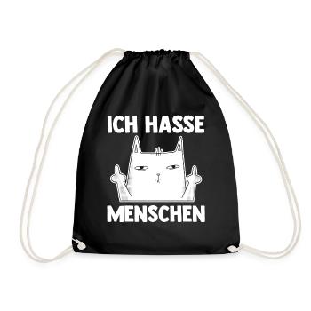 Katze Ich Hasse Menschen - Turnbeutel - Schwarz - Vorne
