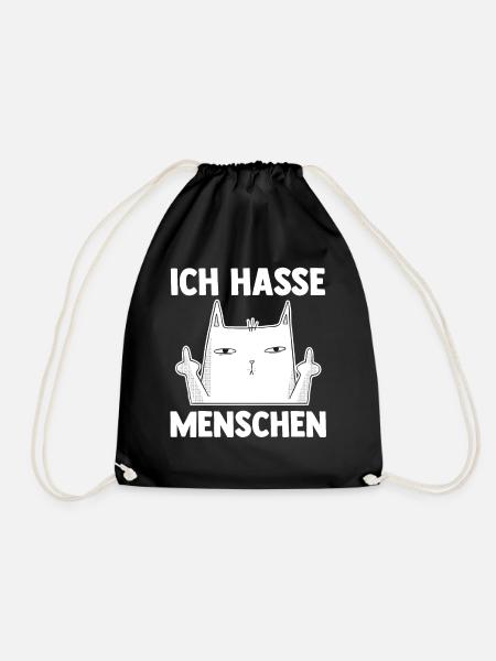 Katze Ich Hasse Menschen - Turnbeutel - Schwarz