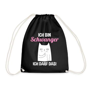 Schwangerschaft Katze Ich Bin Schwanger Ich Darf D - Turnbeutel - Schwarz - Vorne