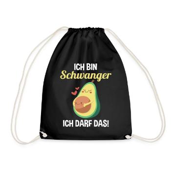 Avocado Ich Bin Schwanger Ich Darf Das - Turnbeutel - Schwarz - Vorne