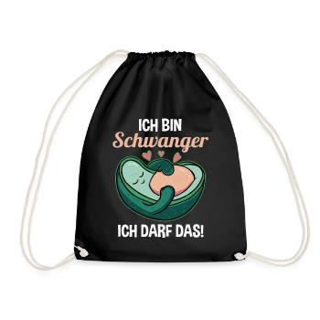 Schwangerschaft Avocado Ich Bin Schwanger Ich Darf - Turnbeutel - Schwarz - Vorne