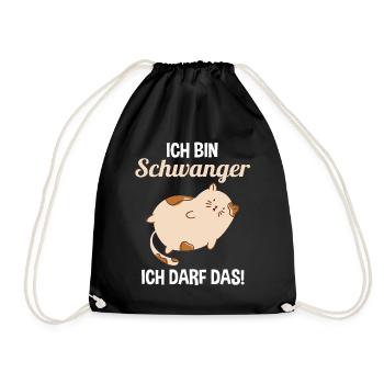 Schwangerschaft Katze Ich Bin Schwanger Ich Darf D - Turnbeutel - Schwarz - Vorne