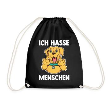 Ich Hasse Menschen Hund - Turnbeutel - Schwarz - Vorne