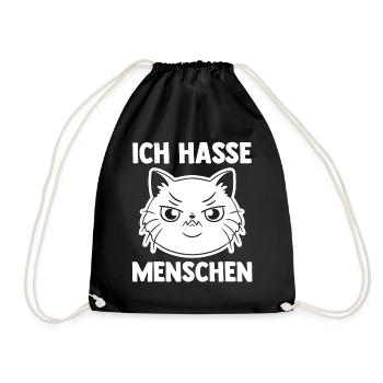 Ich Hasse Menschen Katze - Turnbeutel - Schwarz - Vorne