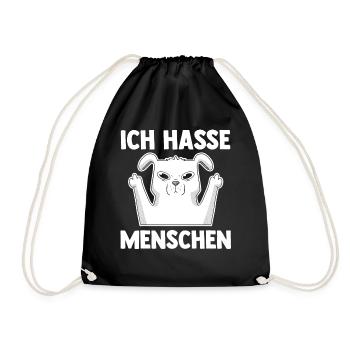 Hund Ich Hasse Menschen - Turnbeutel - Schwarz - Vorne