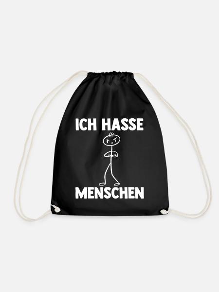 Ich Hasse Menschen - Turnbeutel - Schwarz