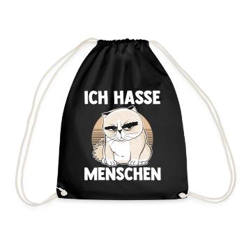 Ich Hasse Menschen Katze - Turnbeutel - Schwarz - Vorne