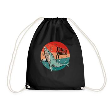Totally Whaled It Blue Beluga Cachalot Whale - Drawstring Bag - black - Front
