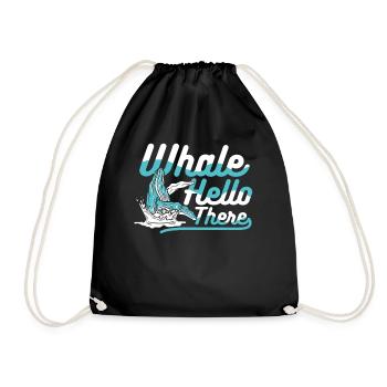 Whale Hello There Blue Beluga Cachalot Whale - Drawstring Bag - black - Front