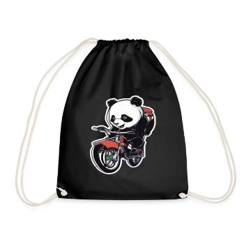 Panda Fahrrad Fahrrad Panda - Turnbeutel - Schwarz - Vorne