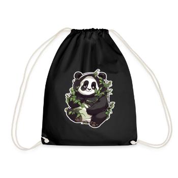 Panda Pandas Panda Baby Panda Animal Animals - Drawstring Bag - black - Front