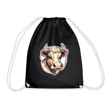 Cow Cows Cow Head Agriculture Farmer - Drawstring Bag - black - Front