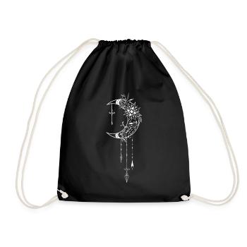 Wicca & Pagan: Mystical design with crescent moon - Drawstring Bag - black - Front