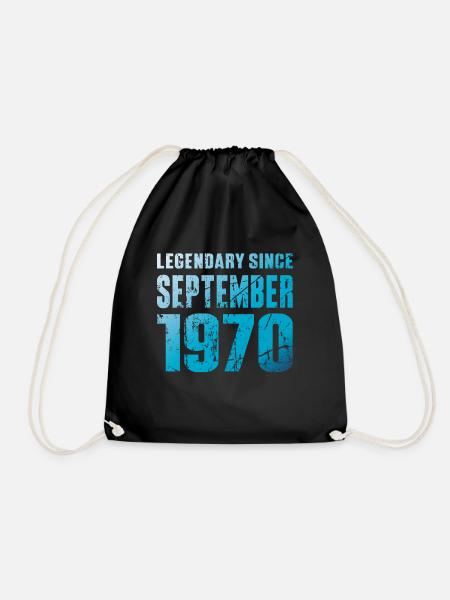 September 1970 Limited Edition Birthday Gift - Drawstring Bag - black