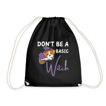 Jack Russell Halloween Hexe don't be a basic witch - Turnbeutel - Schwarz - Vorne
