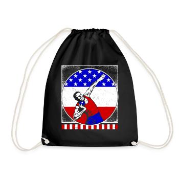 Kugelstoß-Spielertrikot, Kugelstoßen mit amerikanischer Flagge - Turnbeutel - Schwarz - Vorne