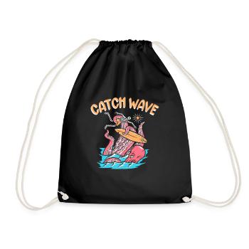 Catch Wave Surfer Skeleton Octopus Octopus - Drawstring Bag - black - Front